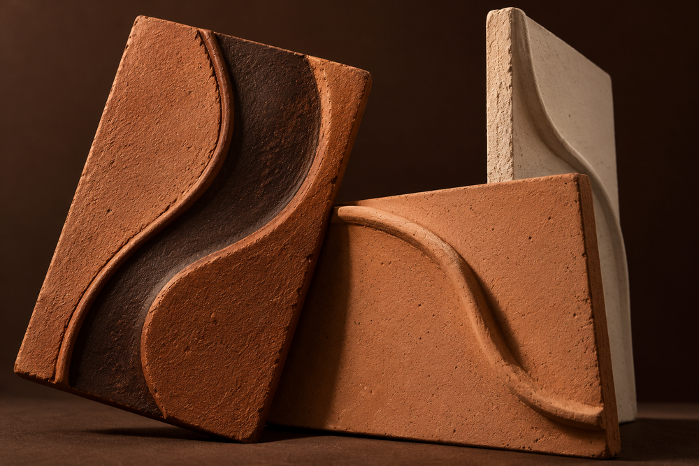 Clay reliefs showing that surface contour and pigment colour are different properties