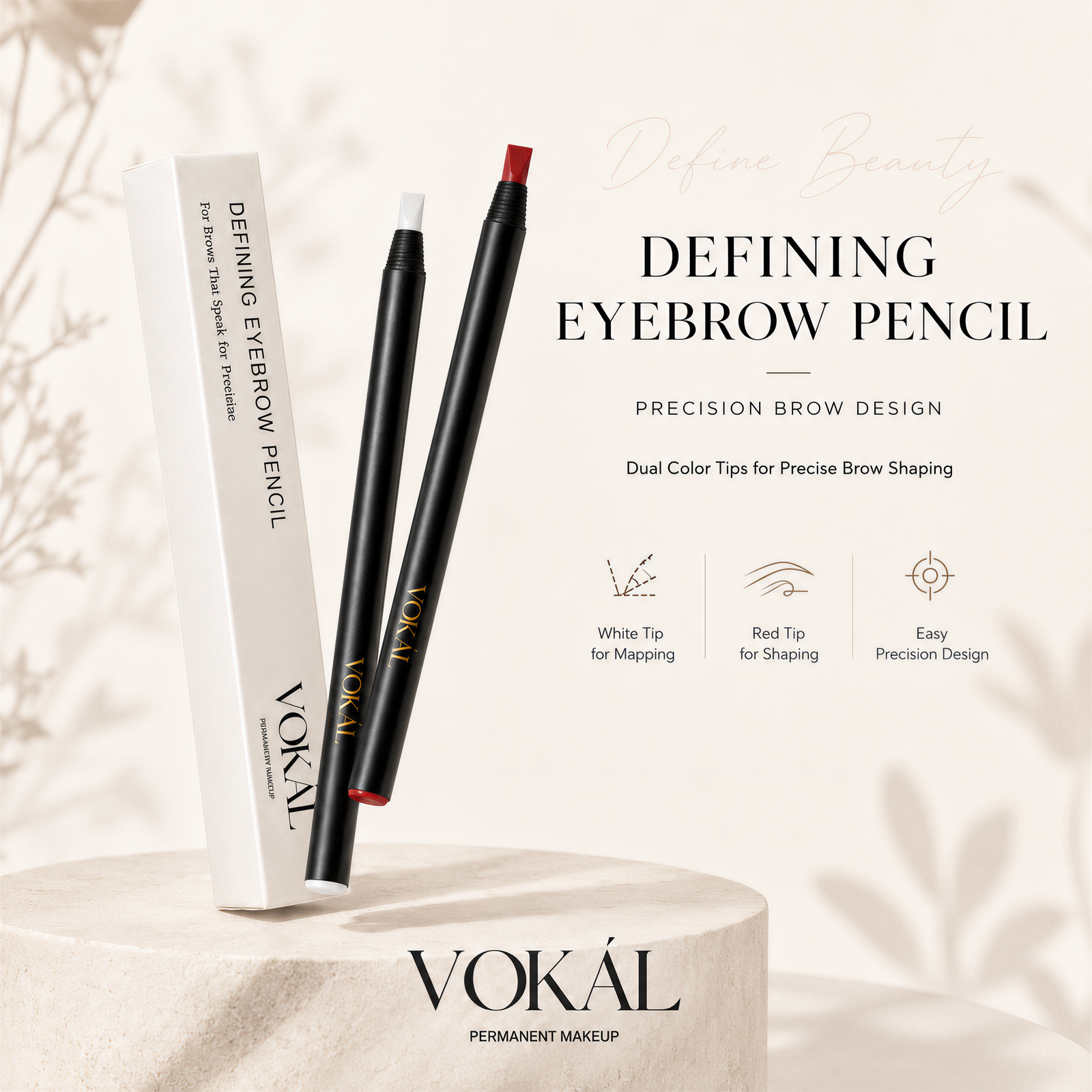 VOKAL Defining Eyebrow Pencil – Professional Brow Mapping Pencil with Built-In Sharpener