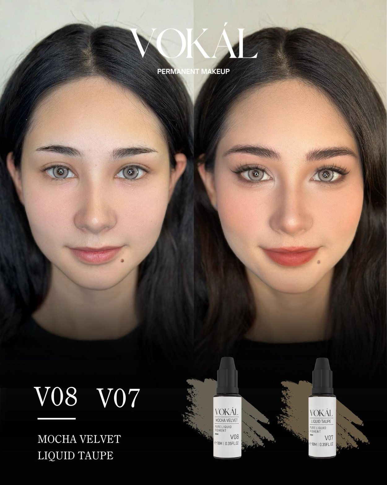 VOKAL permanent makeup brow pigment result on natural brows