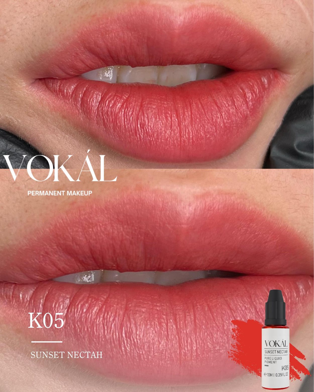 VOKAL lip blush pigment result with soft natural pink color