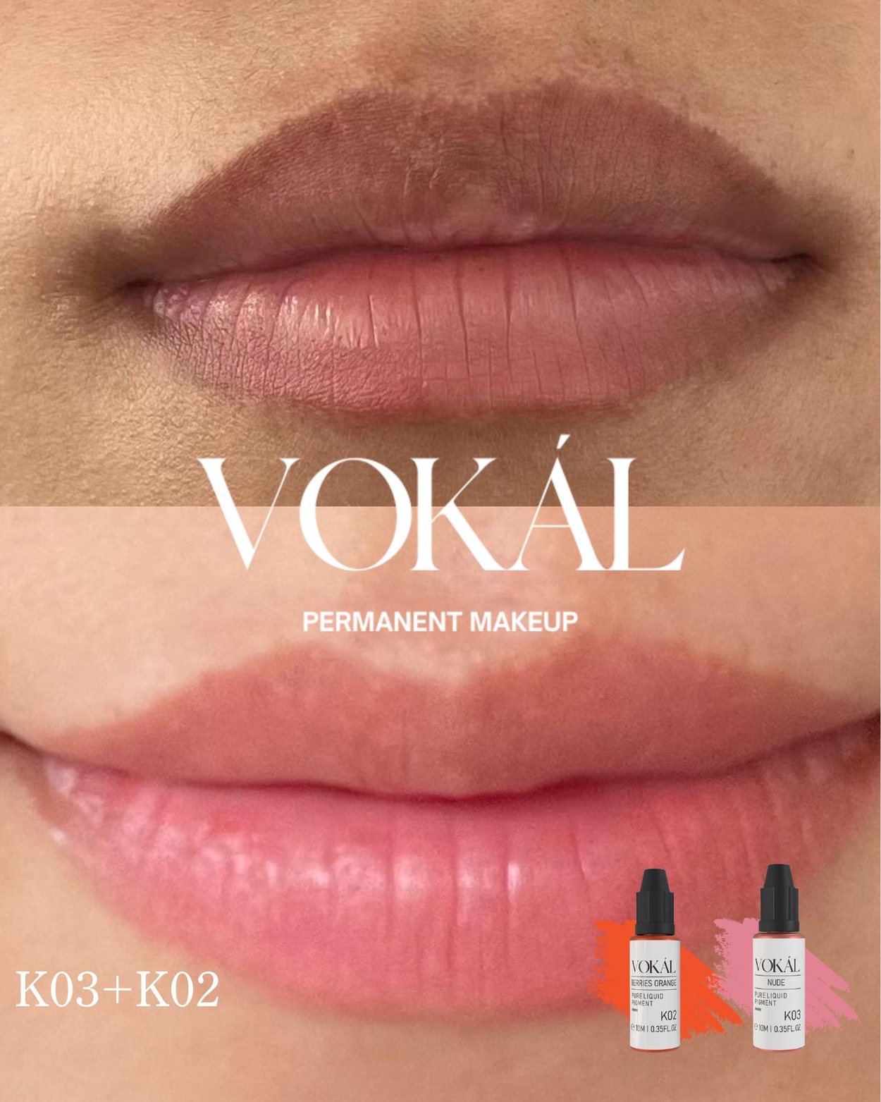 VOKAL lip blush result using PMU pigment formula for natural lips