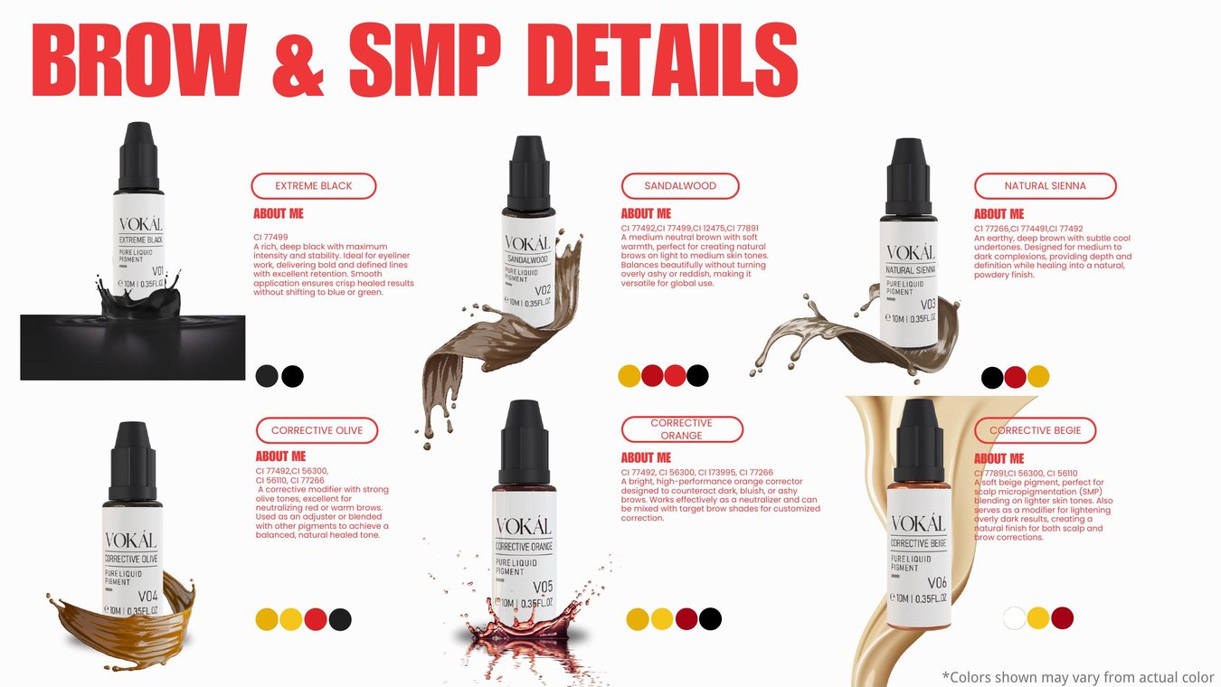 VOKAL brow and SMP pigment details for PMU artists