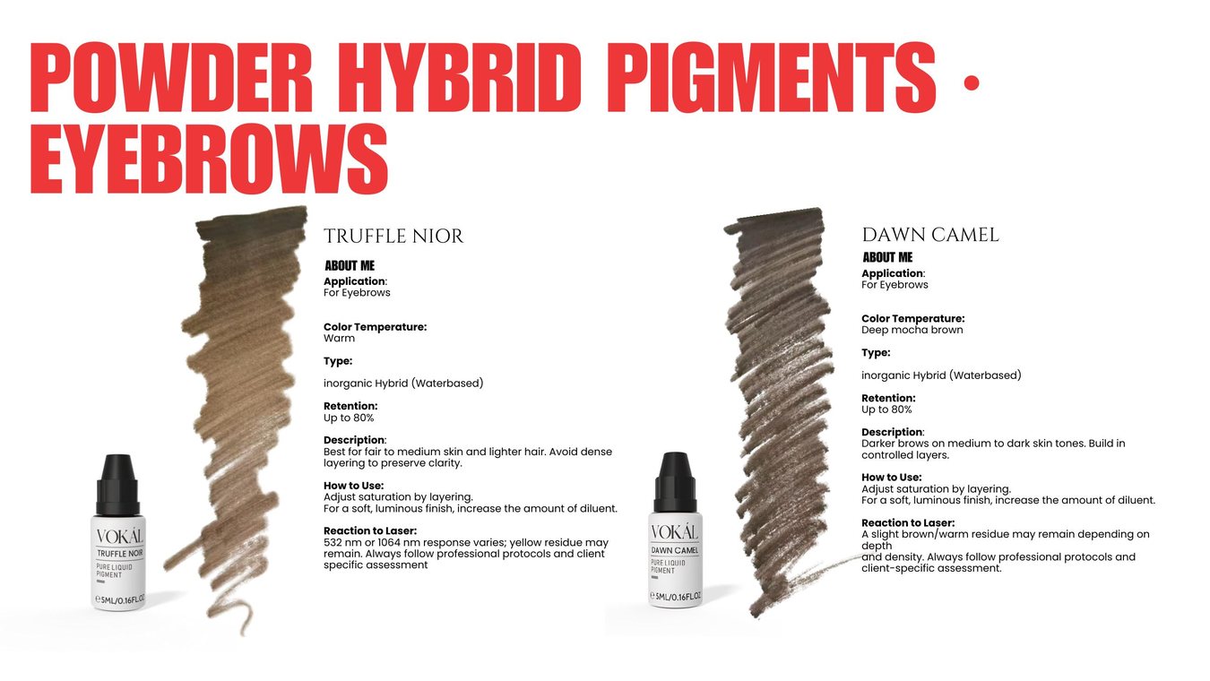 VOKAL powder hybrid eyebrow pigment chart