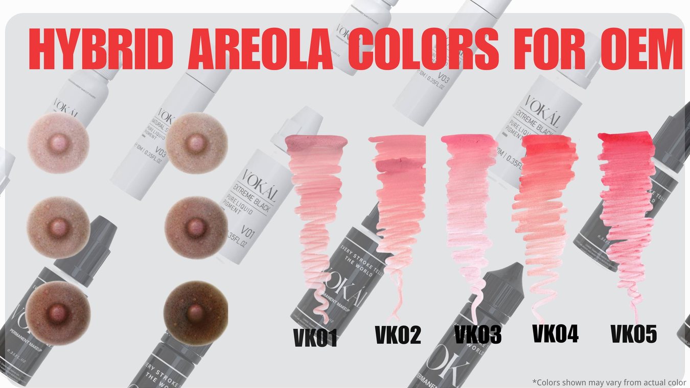 VOKAL hybrid areola pigment colors for PMU artists