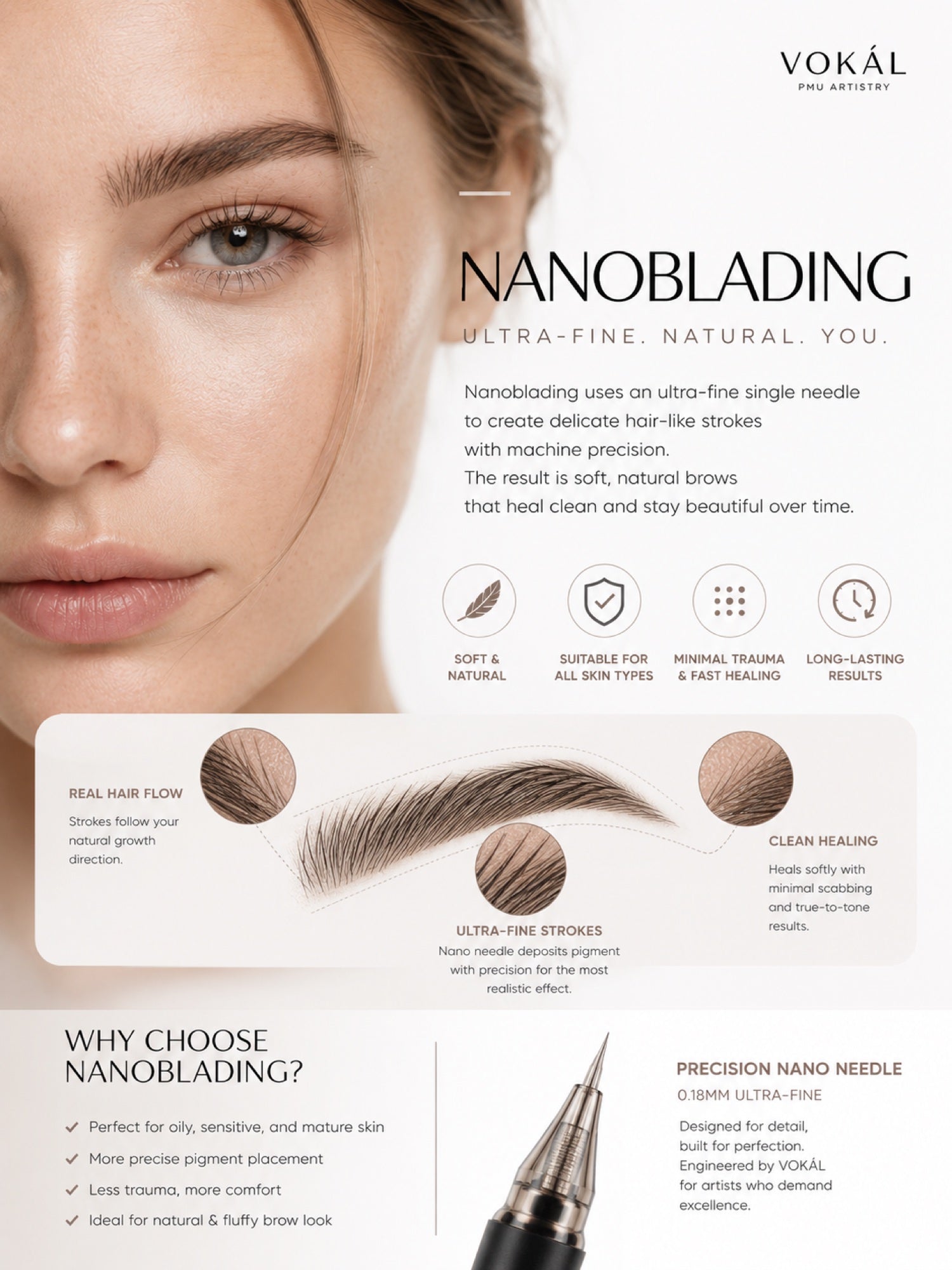 VOKAL nanoblading eyebrow training illustration