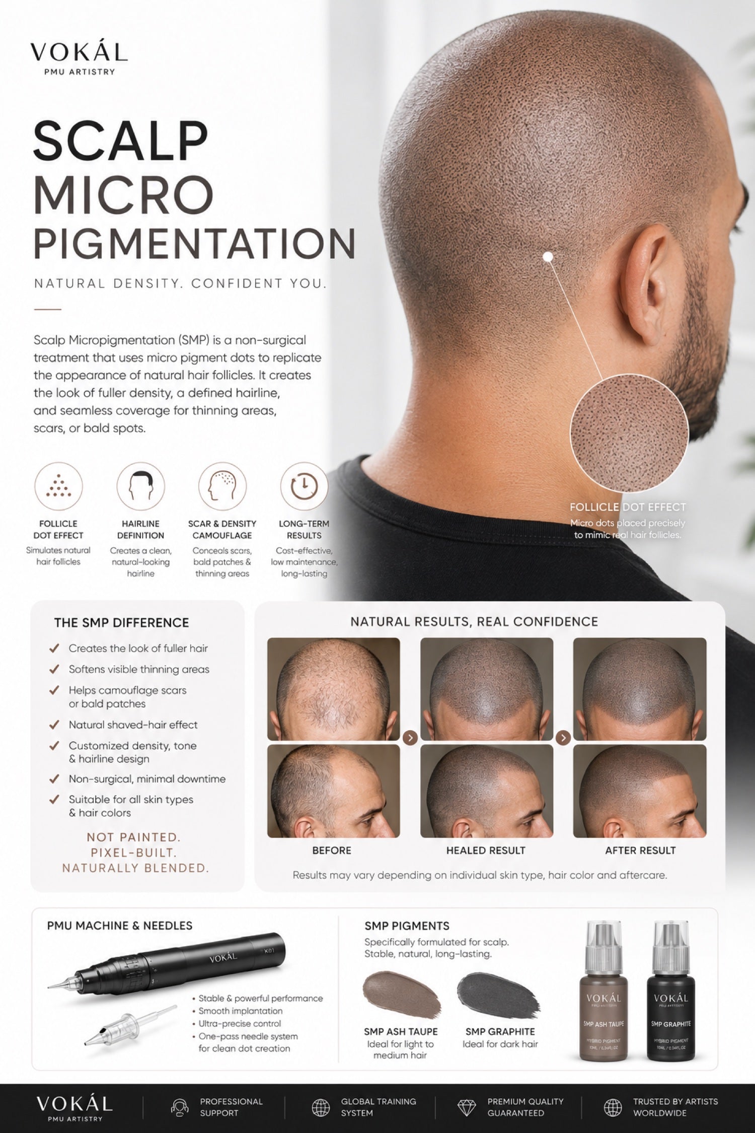VOKAL scalp micropigmentation SMP course illustration