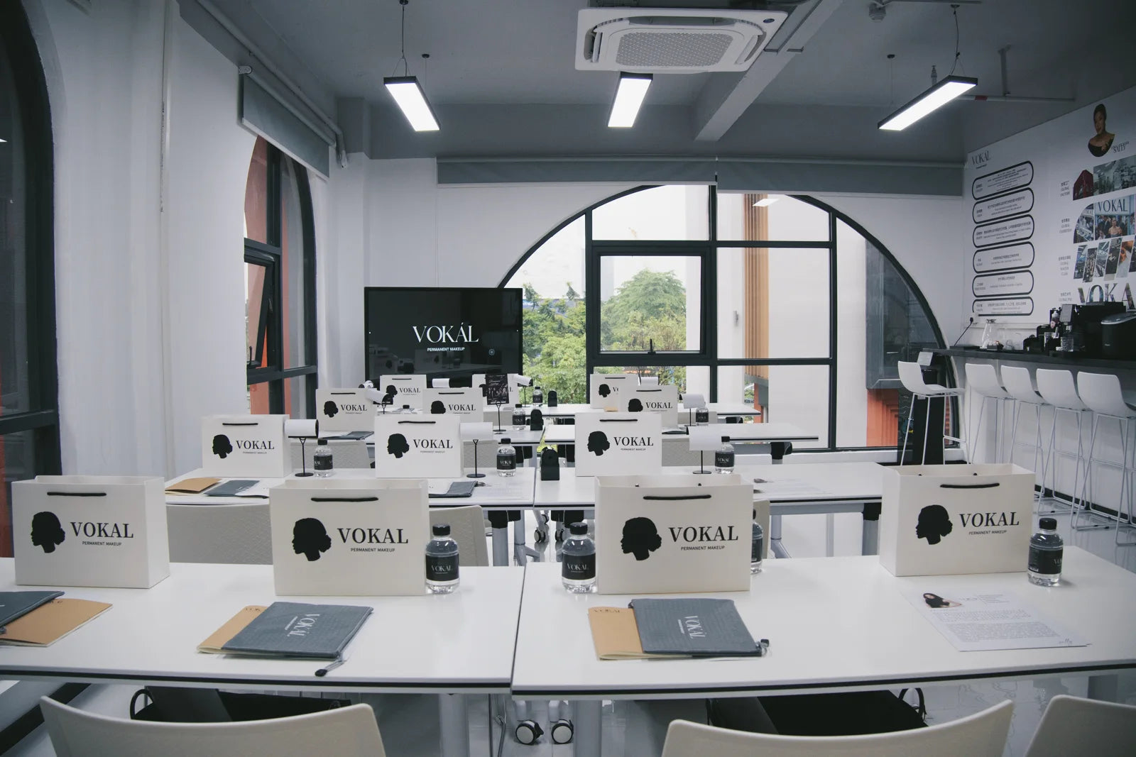 The VOKAL classroom prepared for a course in Vietnam